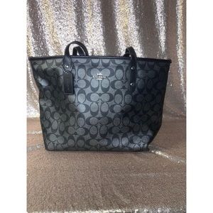Coach black metallic tote